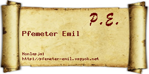 Pfemeter Emil névjegykártya
